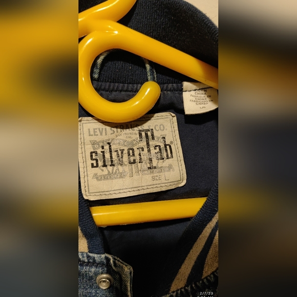 AWESOME OLD RARE VINTAGE LEVIS SILVER TAB DENIM & CANVAS JEAN LETTERMAN BOMBER - Picture 2 of 4